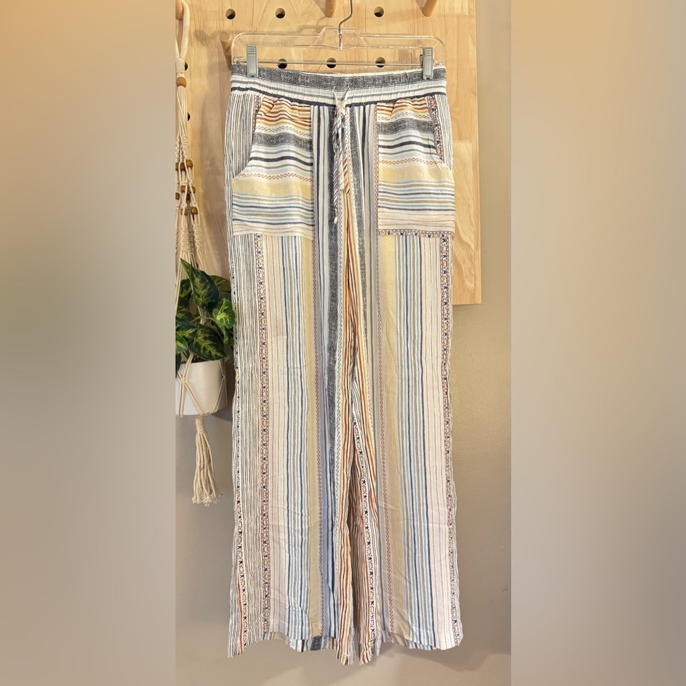 ILLA ILLA Multicolor Striped Beach Pants‎ Wide Leg Size SMALL